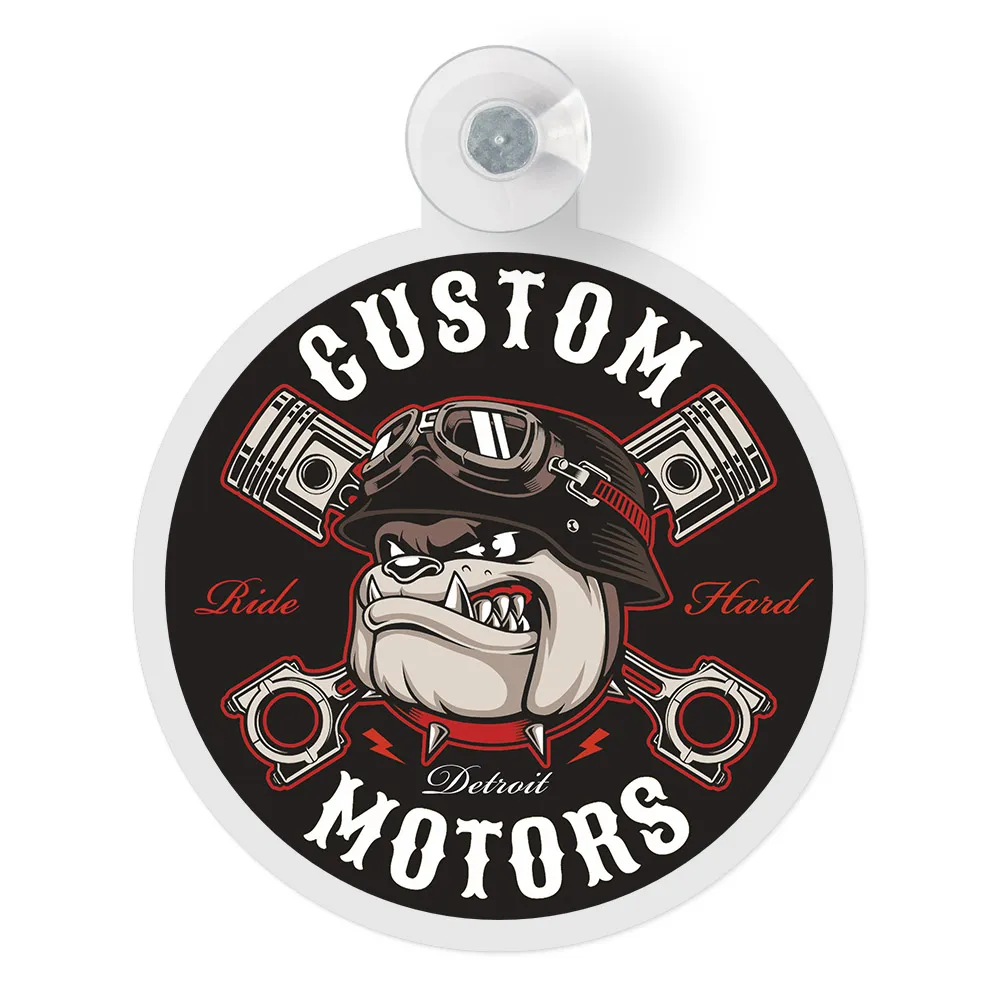Вымпел-бейдж на присоске (Ø125мм) CUSTOM MOTORS — фото 1