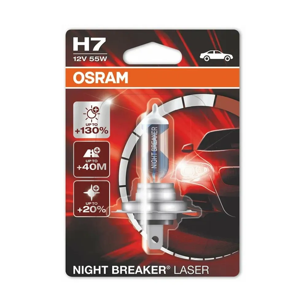 Автомобильная лампа Osram Night Breaker Laser H7 12V- 55W (PX26d) +130% света (2 шт.) 64210NBL-HCB — фото 1