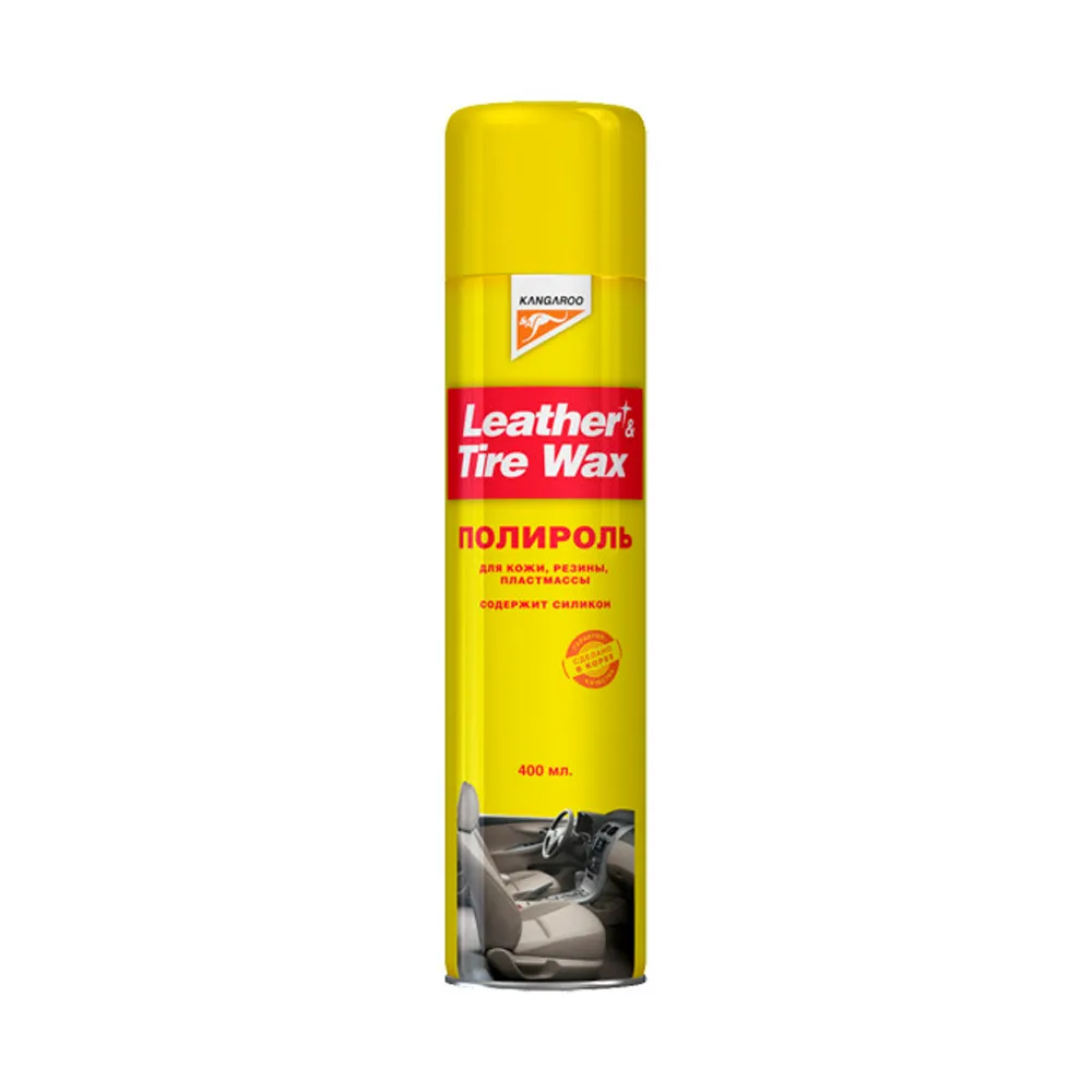 Полироль универсальный (кож.рез.пласт.) Leather & Tire Wax Silicon спрей 400мл — фото 1